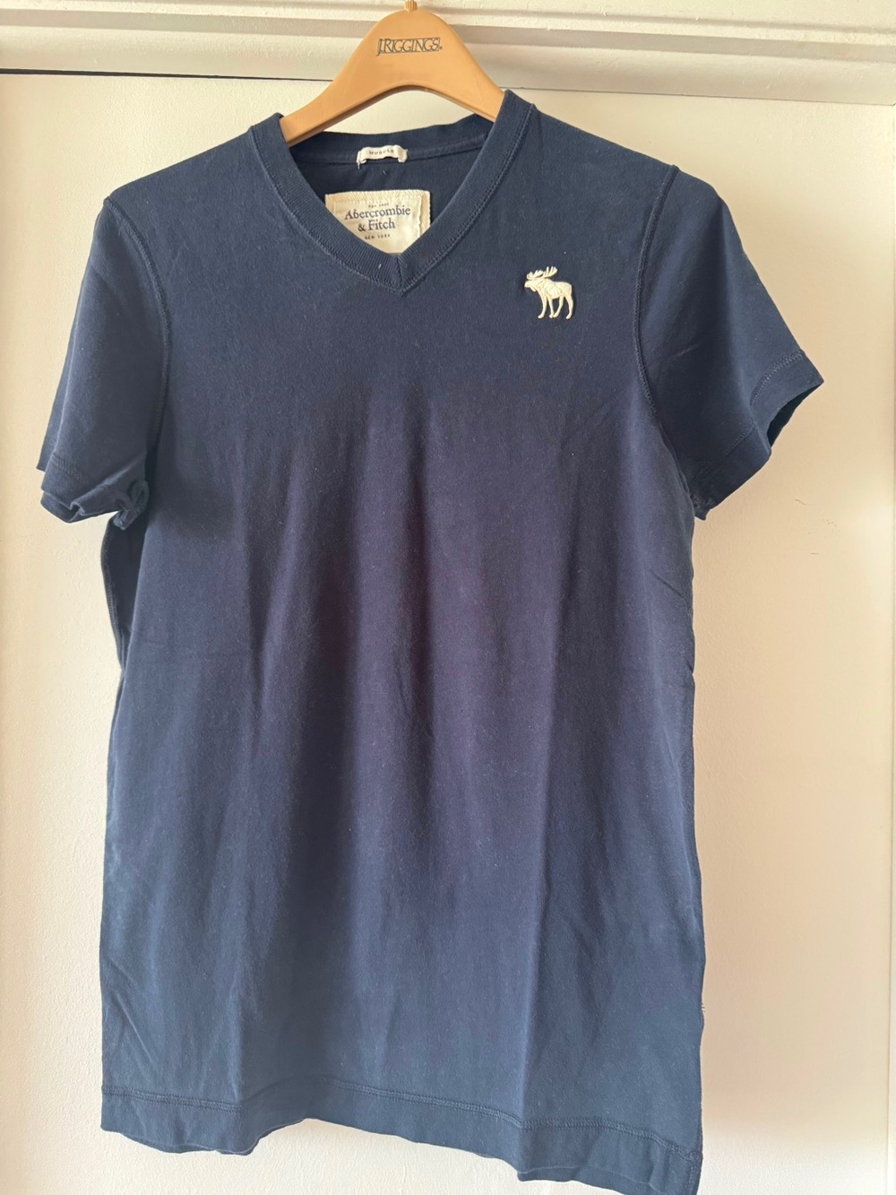 Abercrombie & Fitch Navy Crewneck Tee with Branded Patch